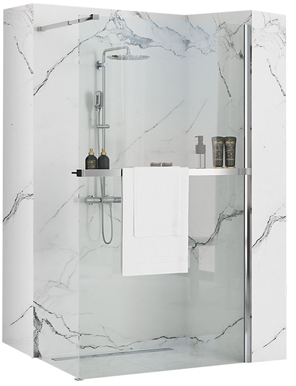 Parete Doccia Rea Aero N 120 Transparent Mensola Evo