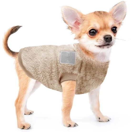Giacca in Lana per Inverno - Cappotto Caldo per Cani - Cappotto per Gatti - D-rivetto - Collo Alto - Fleece a Strisce di Conchiglia - Taglia M - Abbigliamento per Animali di Compagnia