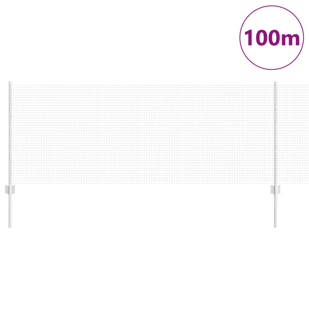Recinzione in Rete Saldato con 44 U Pali Argento 0.8x100 m Acciaio