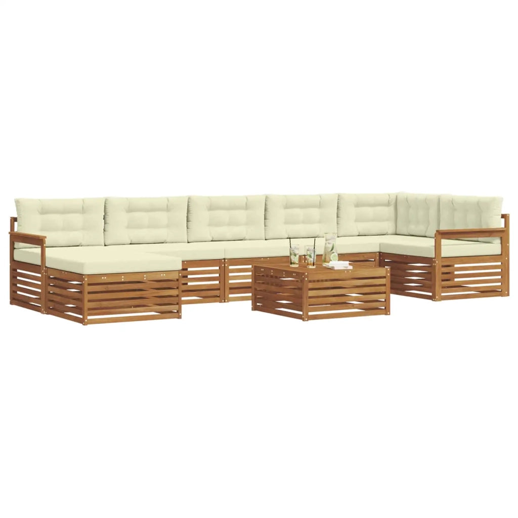 Set di divani da esterno con cuscino 8 pcs Naturale e Crema 3373845