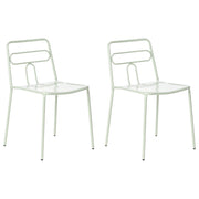 Set di 2 sedie da giardino verde con telaio in acciaio impilabili per esterni Patio moderne