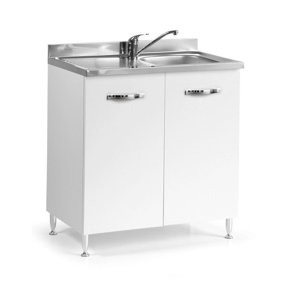 Mobile Sottolavello 80x50 cm con due ante bianco frassinato