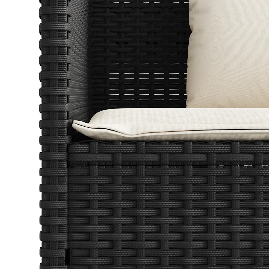 Panchina da Giardino | Panca da Giardino con Cuscini Nera in Polyrattan