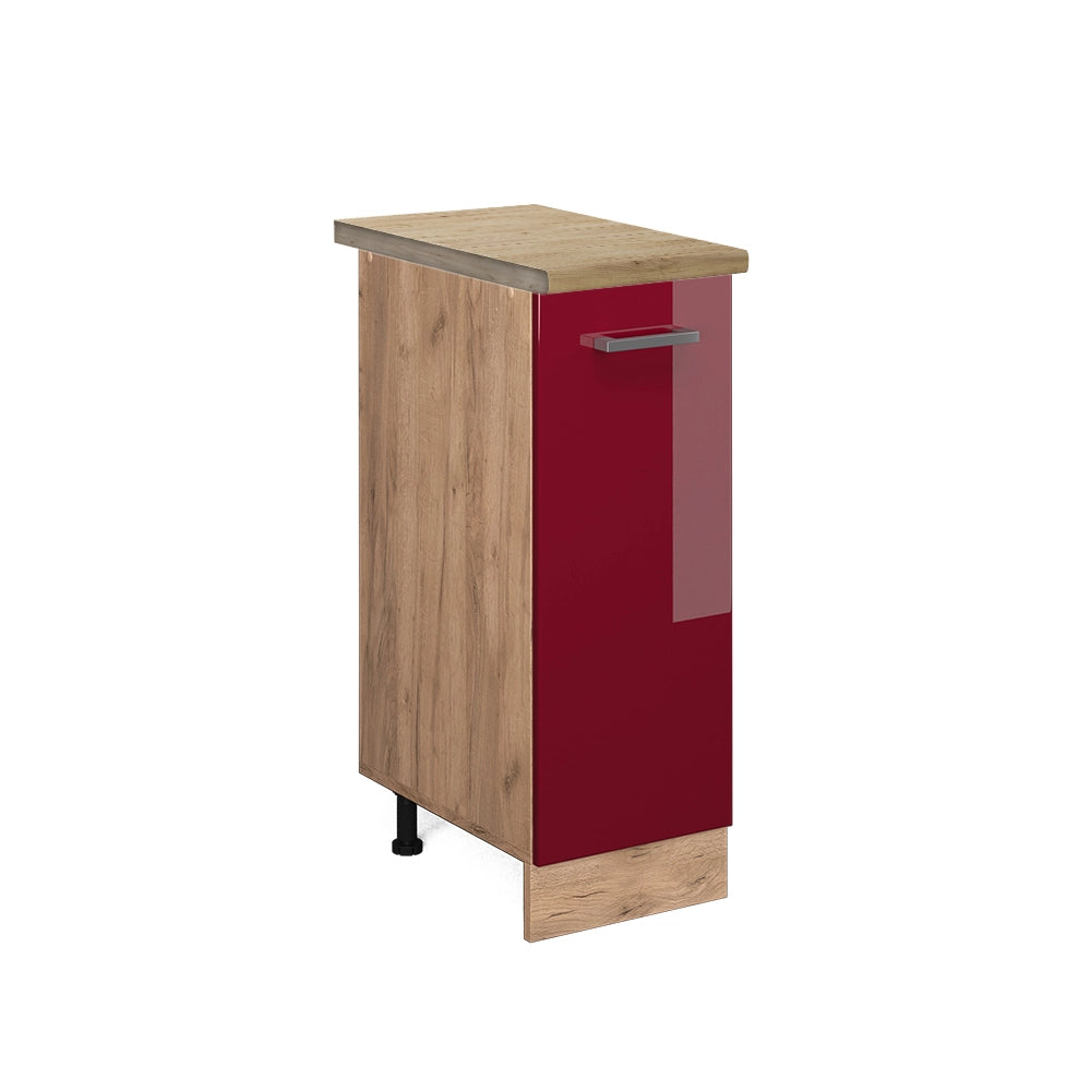 Vicco Armadio cucina dispensa alto Rosso lucido 30 cm , PL Rovere