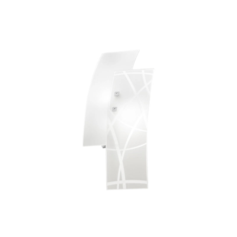 Frida - Applique da parete 2 luci E14 in vetro satinato bianco - Montatura cromata, design elegante, IP20, max 2x42W, lampadine escluse, larg 46cm