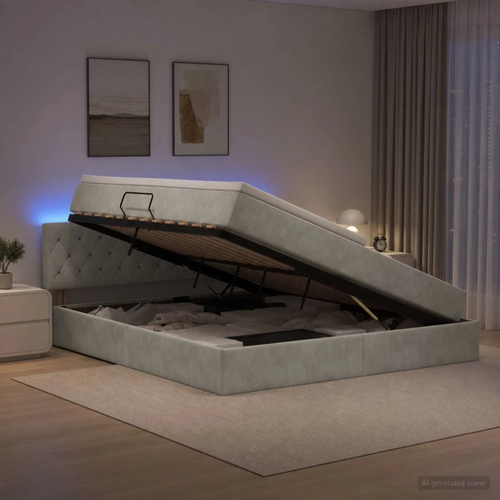 Letto con contenitore LED e materasso Grigio Chiaro 3459204