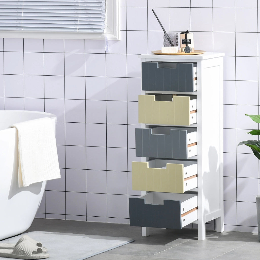 Cassettiera 5 Cassetti in Legno con Gambe ¨C Zephmum ¨C 35x28x90.5 cm Multicolore
