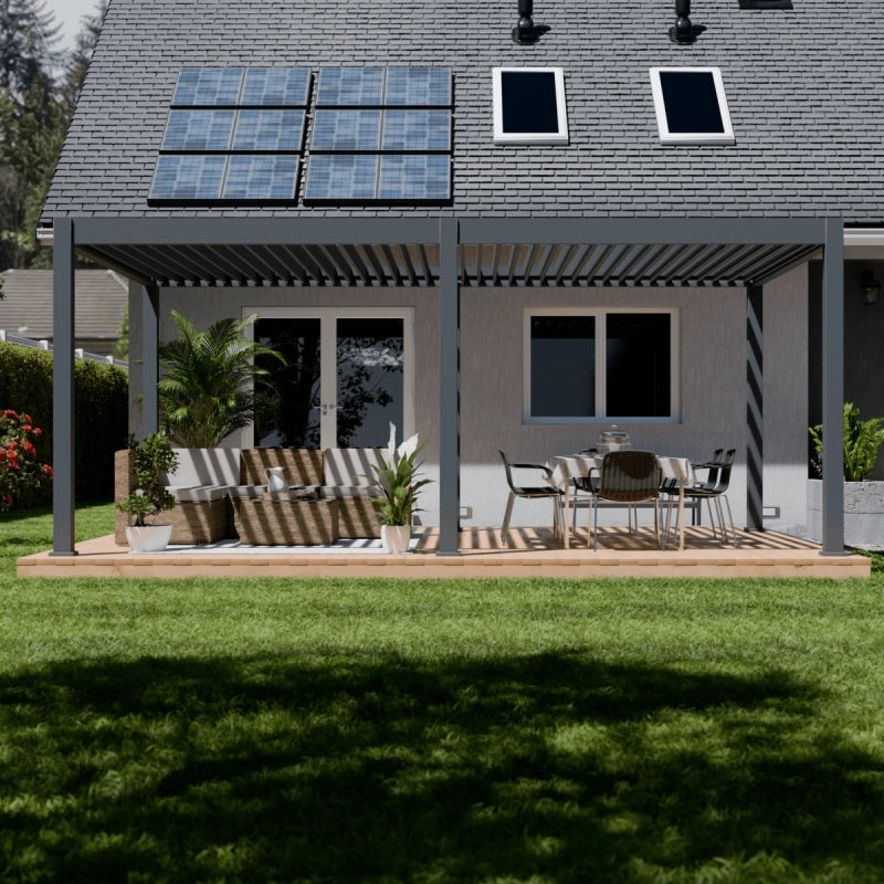 Pergola bioclimatica motorizzata OmbrÃ©a ELMO autoportante 4x6M - Antracite