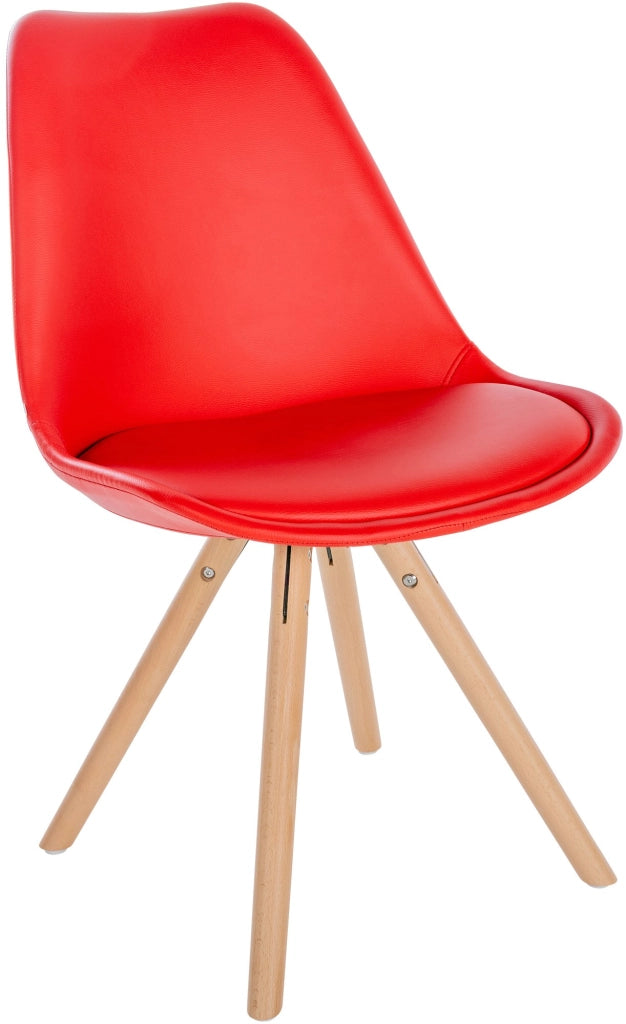 Sedia Sofia in similpelle rosso,natura (rotondo)