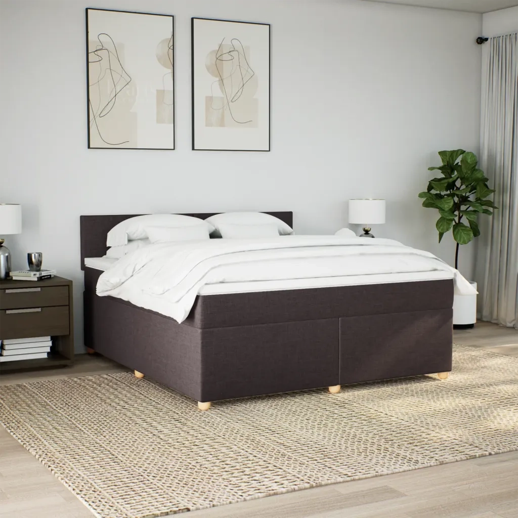 Giroletto a Molle con Materasso Marrone Scuro 180x200cm Tessuto 3289055