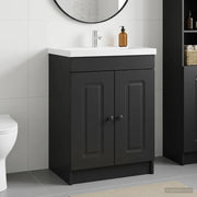 Mobiletto da bagno sotto il lavello Nero 56 x 37,5 x 81 cm 890005