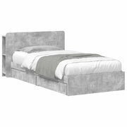 Letto singolo | Letto per adulti | Telaio del letto con storage Grigio Cemento 90 x 190 cm