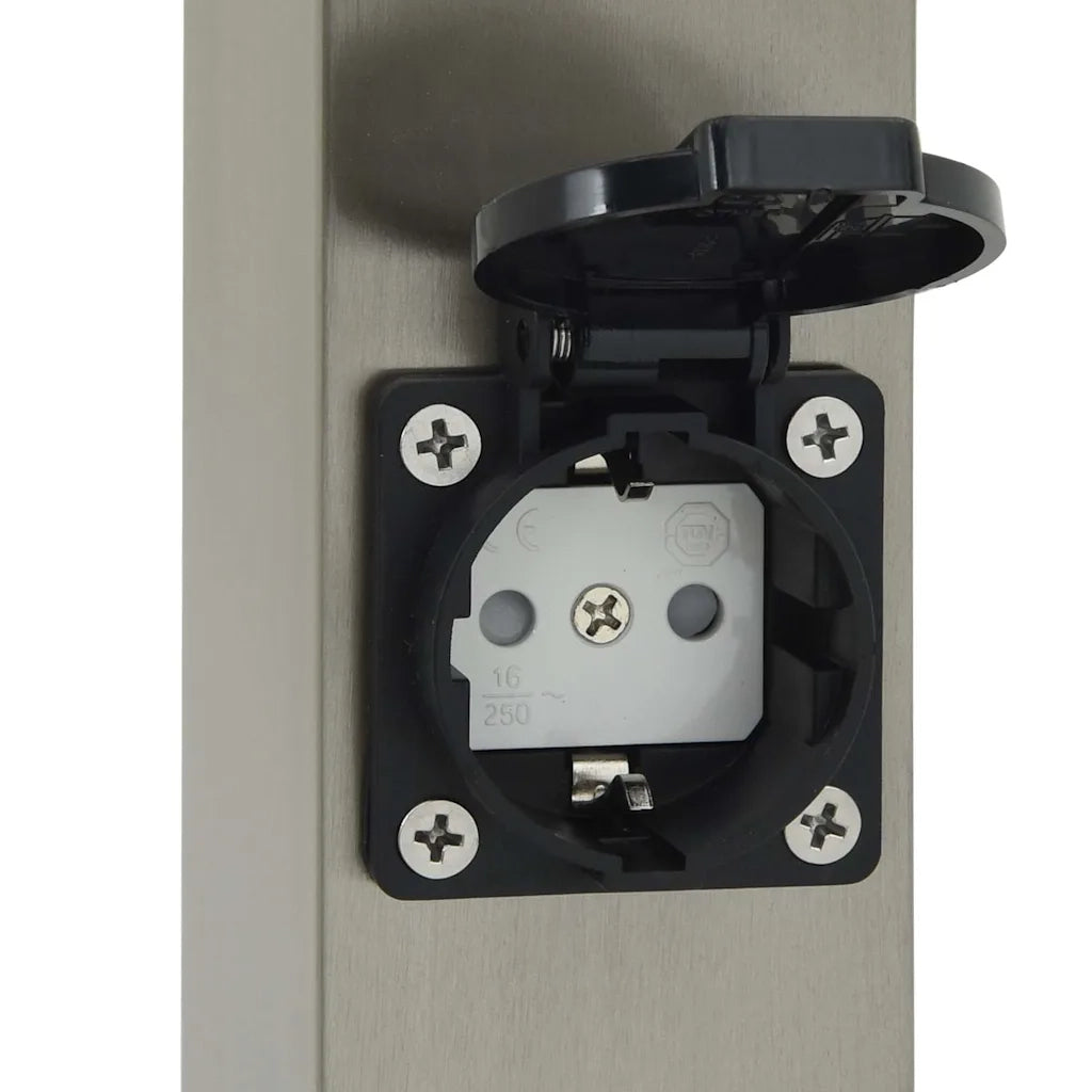 Lampada a paletto con presa elettrica 50 cm Acciaio Inox IP44 4006059