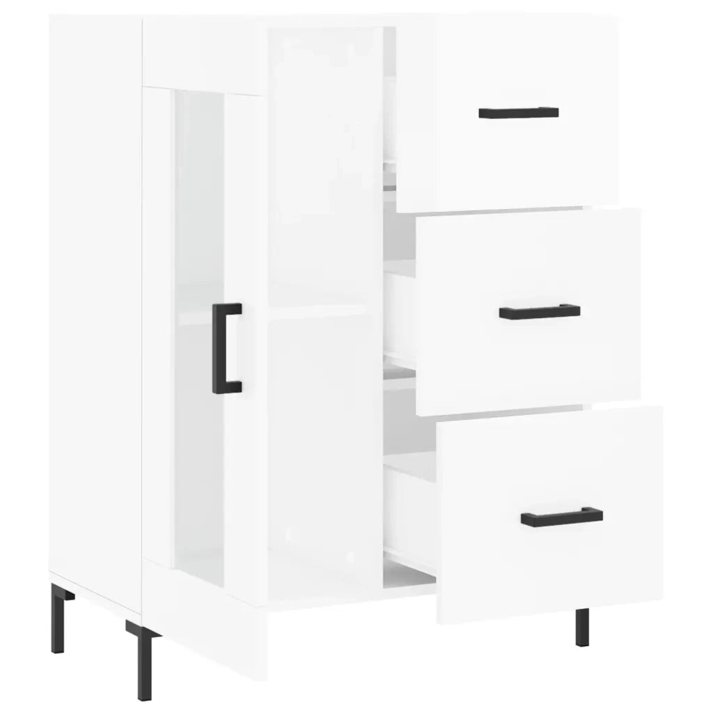 Credenza-Buffet-Armadio da cucina 69,5x34x90 cm in Legno Multistrato Bianco Lucido 820828