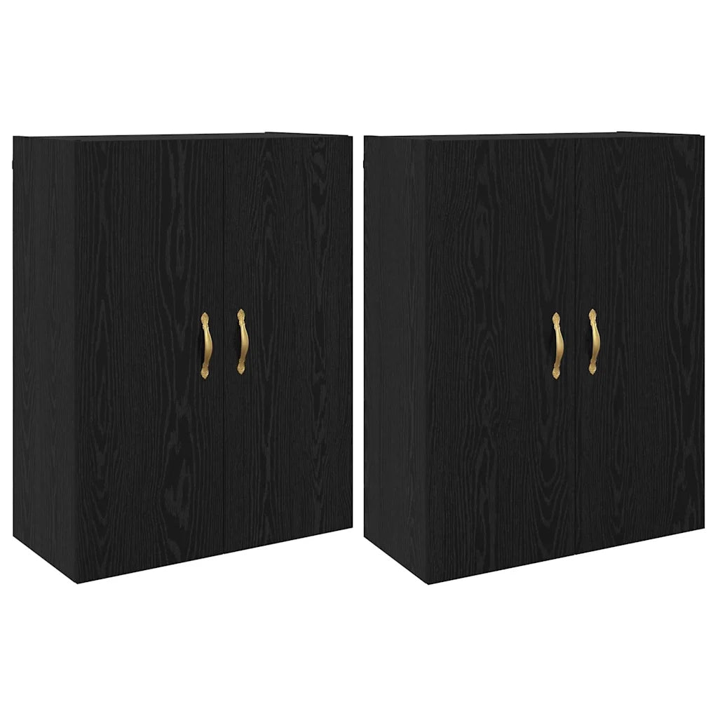 Mobiletto a muro 2 pcs Rovere Nero 69,5 x 34 x 90 cm