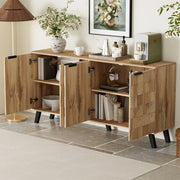 Credenza con 4 ante e ripiani regolabili, motivo geometrico, per soggiorno, sala da pranzo e camera