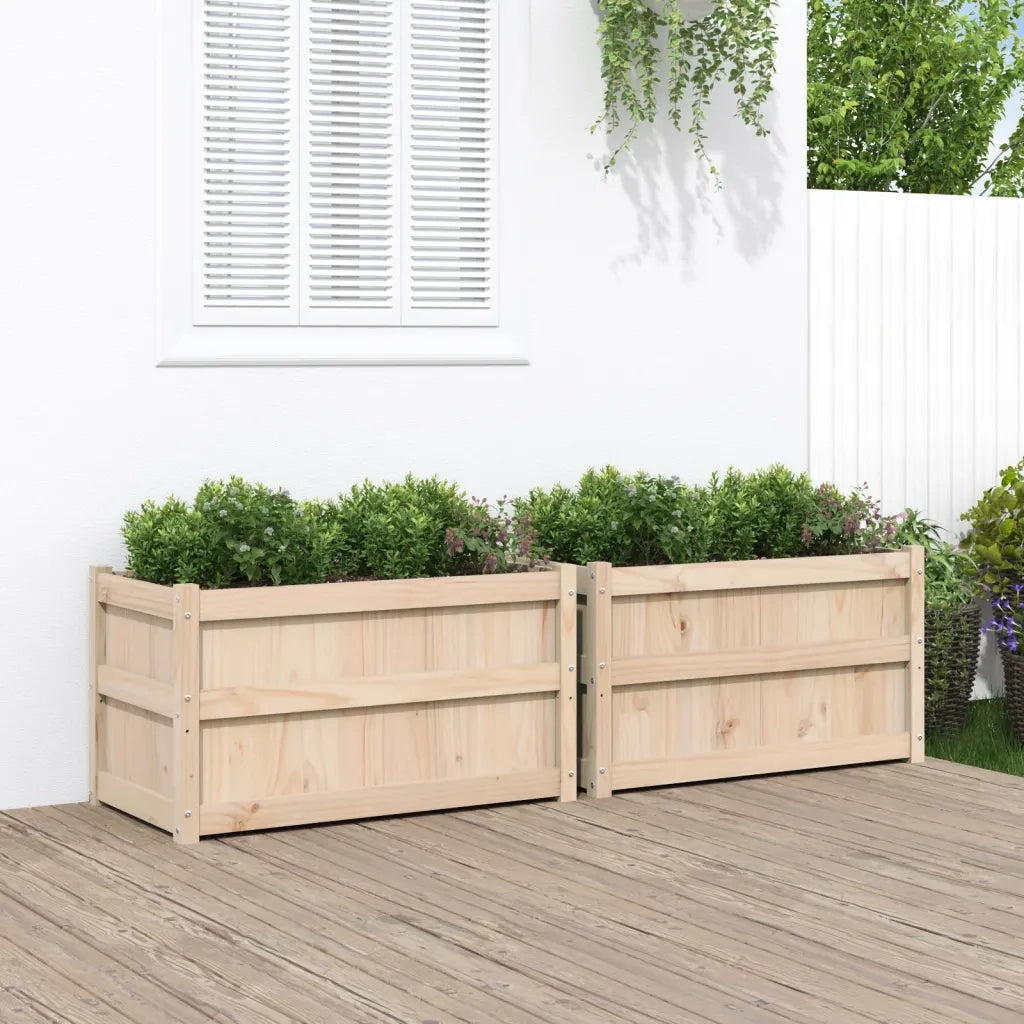 2 pz Fioriere | Cassetta per fiori | Vaso da Giardino in Legno Massello di Pino