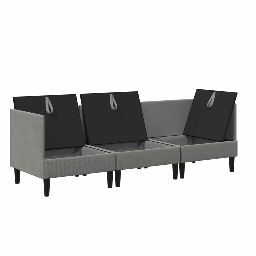 Set di mobili per il soggiorno 3 pcs Grigio scuro Tessuto