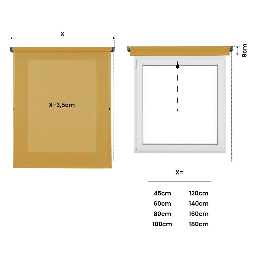 Tenda a Rullo Filtrante, Tenda Avvolgibile Traslucida Liscia Per Finestre e Porte Giallo 160x250 cm