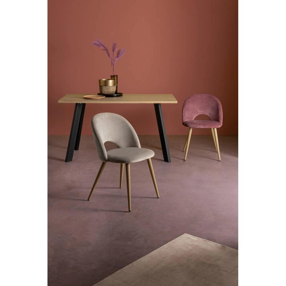 Set di 4 Sedie Imbottite in Velluto con Gambe Effetto Legno - MARINA