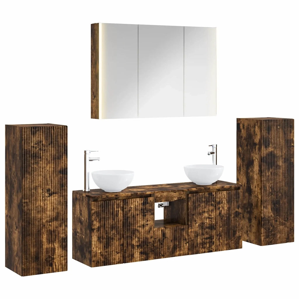 Set di mobili per il bagno 6 pcs Rovere Fumo 3407155