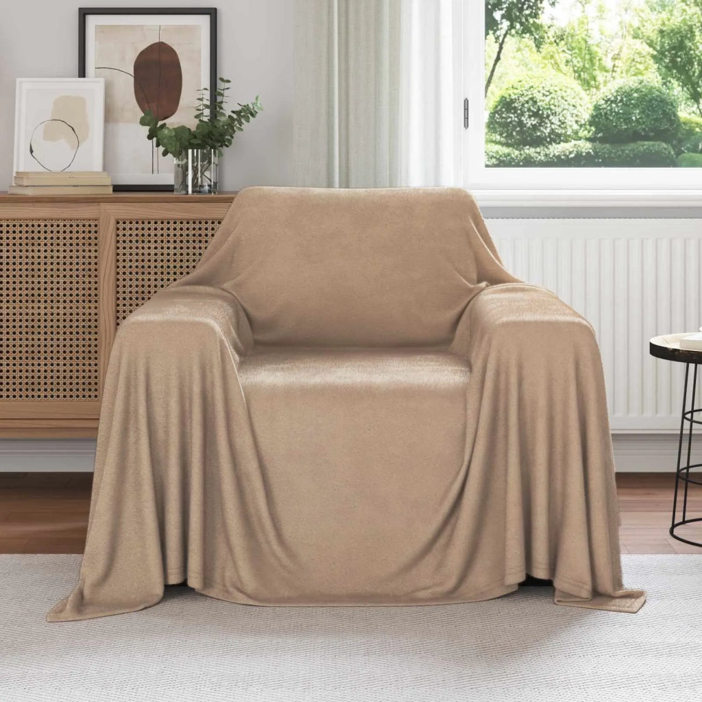 Coperte da Pile 6 pz Cammello 210 x 140 cm Panno