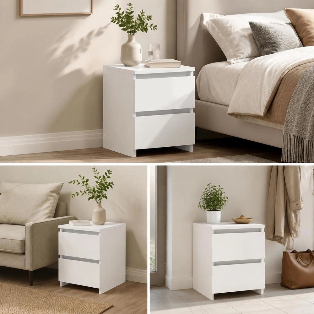 Bedside Table White 30x30x40 Cm Wood Material