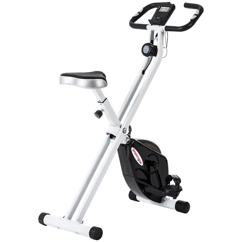 CYCLETTE PIEGHEVOLE MAGNETICA 8 LIVELLI DISPLAY LCD ROTELLE E SELLINO REGOLABILE NERO