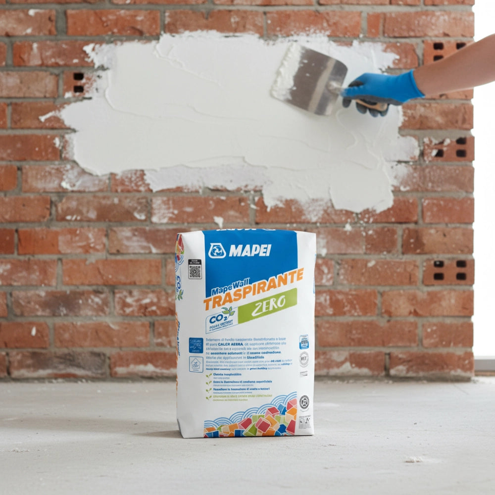 Mapewall traspirante intonaco di fondo bianco fibrorinforzato calce aerea 25 kg