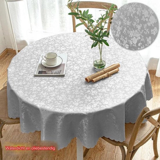 Tavolo rotondo coperto con vinile PVC antiscivolo senza primer, adatto per uso domestico e ristoranti.