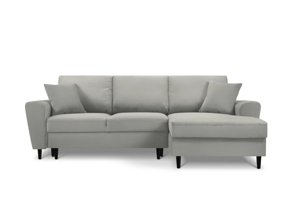 Cosmopolitan Design - Divano convertibile angolare destro con box "Kyoto" 4 posti in velluto a coste grigio chiaro 