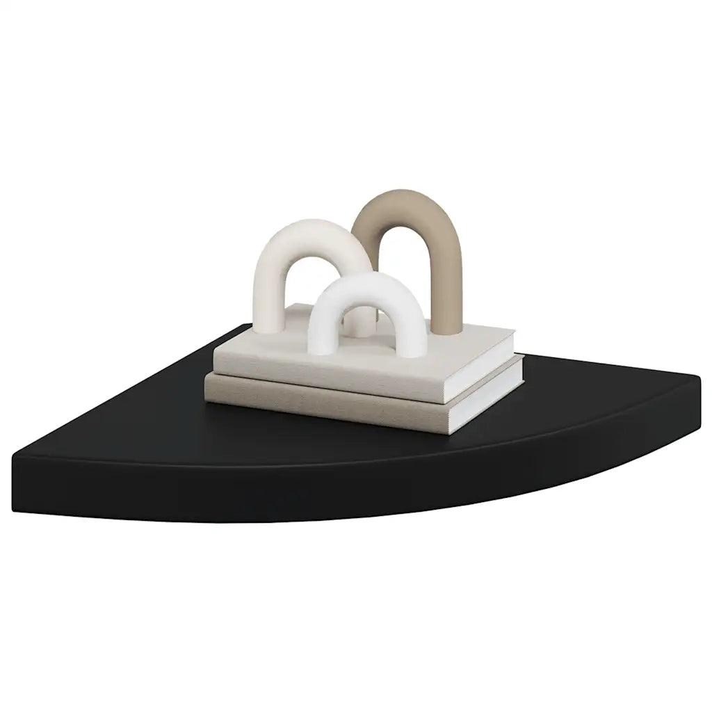 Scaffale Angolare a Parete Nero 35x35x3,8 cm in MDF 323919
