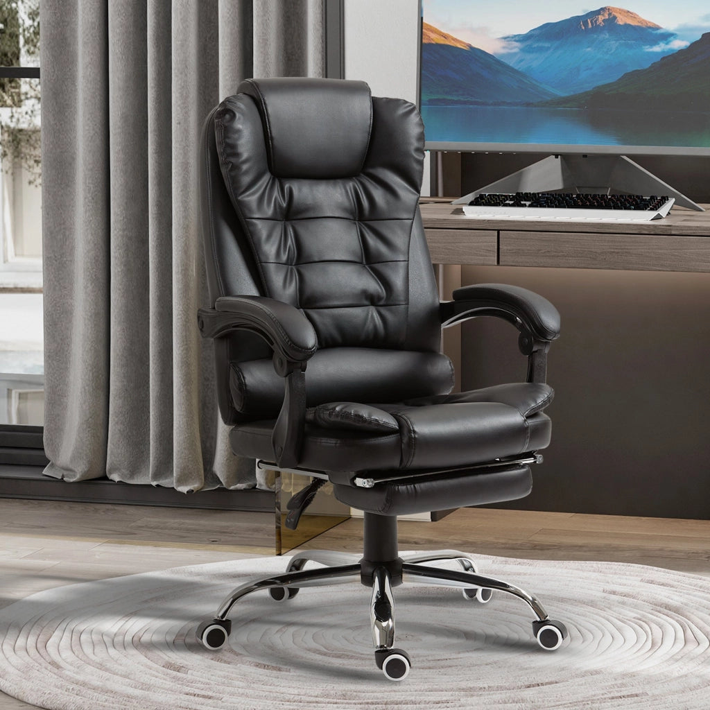 Sedia Poltrona da Ufficio Presidenziale 64,5x69x109-117 cm in Similpelle Nero