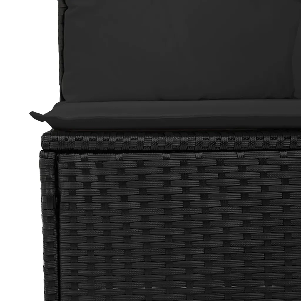 Set Divani da Giardino 5 pz con Cuscini in Polyrattan Nero 3222474