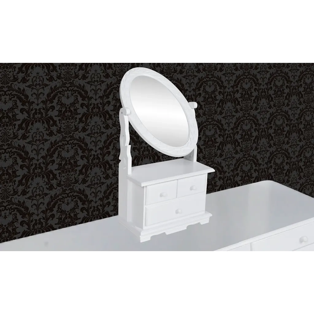 Toeletta | Tavolo da Trucco con Specchio Oscillante Ovale in MDF