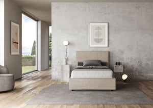 Letto 1 Piazza e Mezzo 120x190 cm con Rete e Contenitore Mika Sabbia