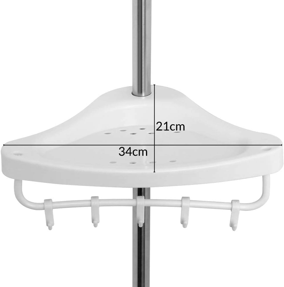 Mensola Telescopica per Doccia 4 Ripiani 155-304 cm Scaffale Telescopico Angoliera Bagno Asta Portaoggetti Vasca