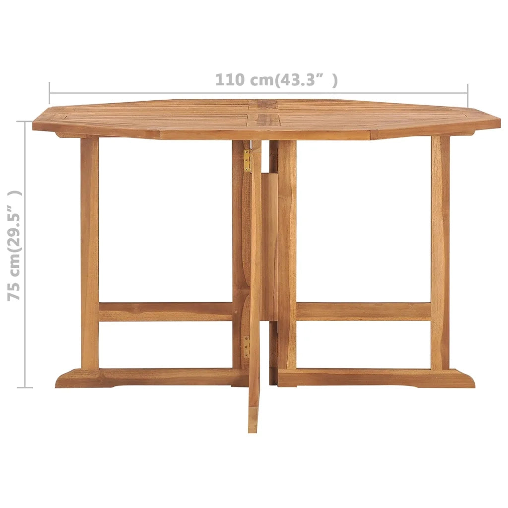 Tavolo da Giardino | Tavolino da esterno Pieghevole 110x110x75 cm in Massello di Teak