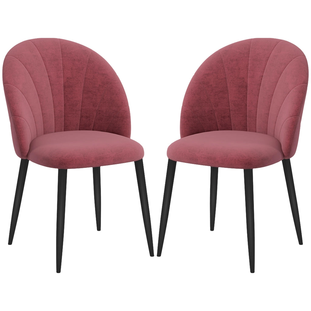 Sedia da Pranzo con Schienale a Conchiglia ¨C zephmum ¨C Velluto Rosso Antico, Gambe Metallo
