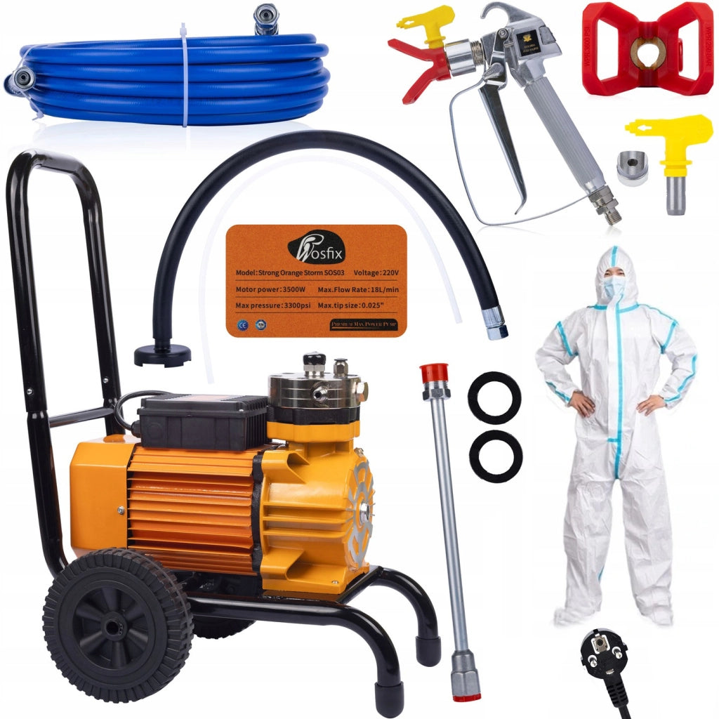 Agitatore per Verniciatura Rosfix Strong Orange Storm SOS03 – Motore 3500W, Pompa Acciaio Inox