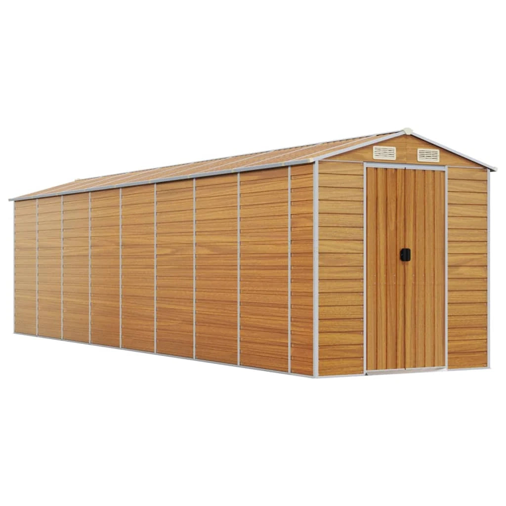 Casetta da giardino cabina ripostiglio casetta da esterno robusta casetta per attrezzi colore chiaro 191 x 725 x 198 cm acciaio zincato marrone 02_0022295