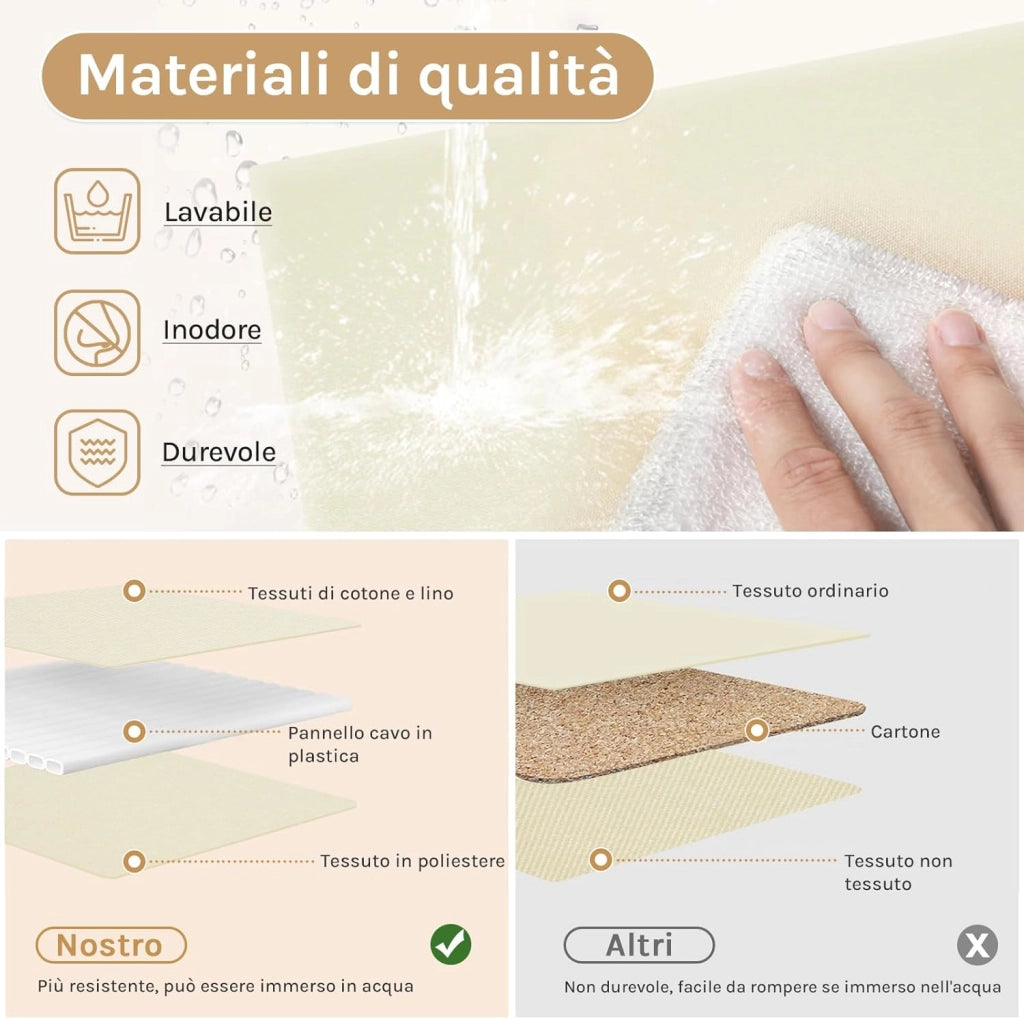 Scatole portaoggetti in Tessuto 6 Pezzi, Contenitori pieghevoli con Coperchio e Maniglie, per Vestiti da Armadio, Crema, 48x36x30cm