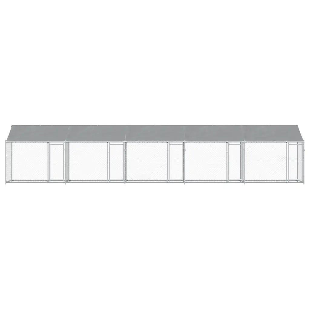 Gabbia Cani con Tetto e Porte Grigia 10x2x2 m Acciaio Zincato 3209566