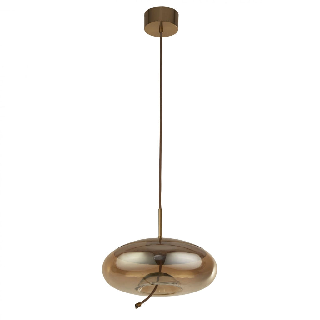 Pendente Lisbona - Ottone satinato e vetro ambrato