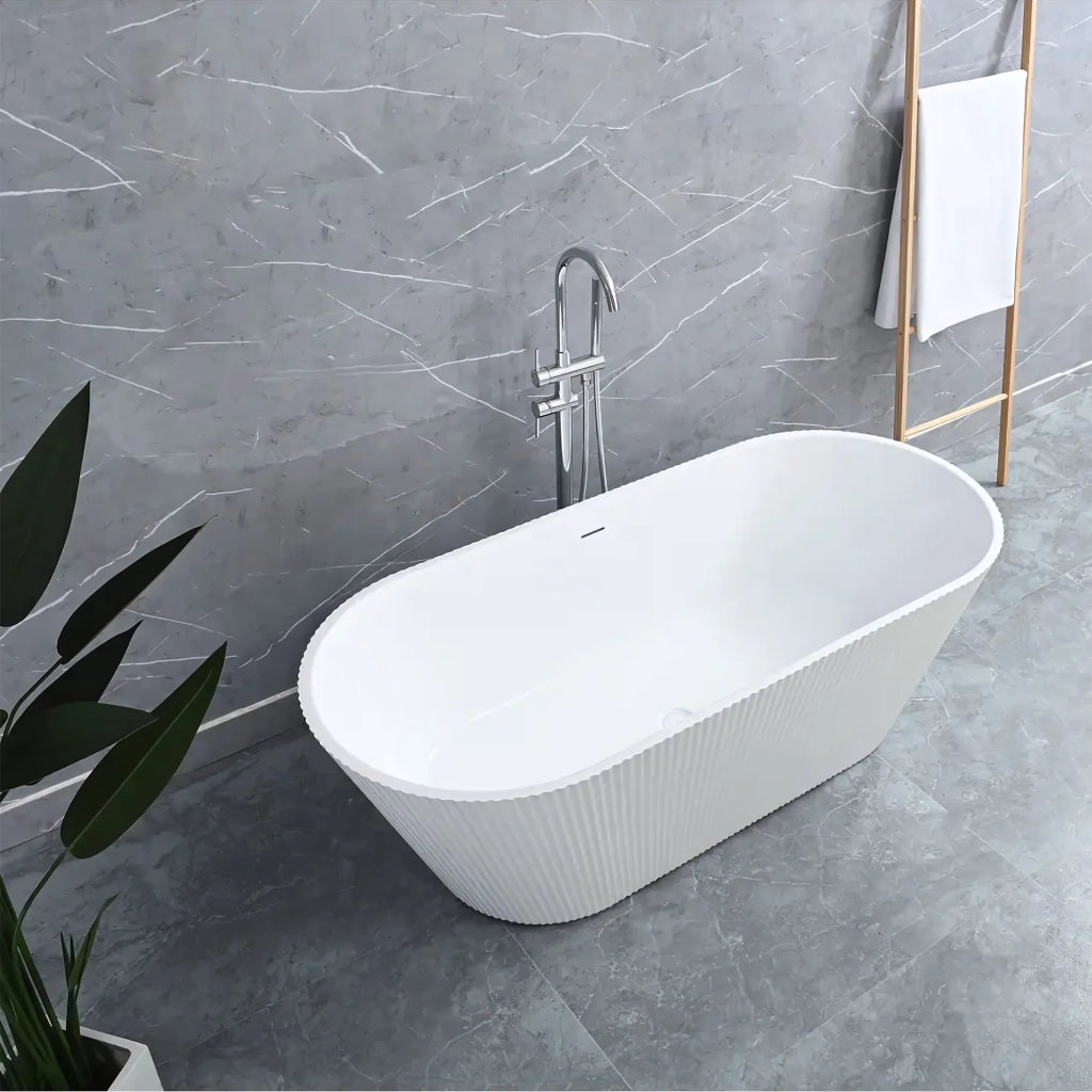 Vasca Da Bagno Freestanding In Acrilico Ofelia 170 Copritappo rame spazzolato