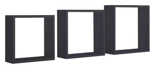 Set 3 Mensole da Parete Cubo in Fibra di Legno Incubo Slim Nero