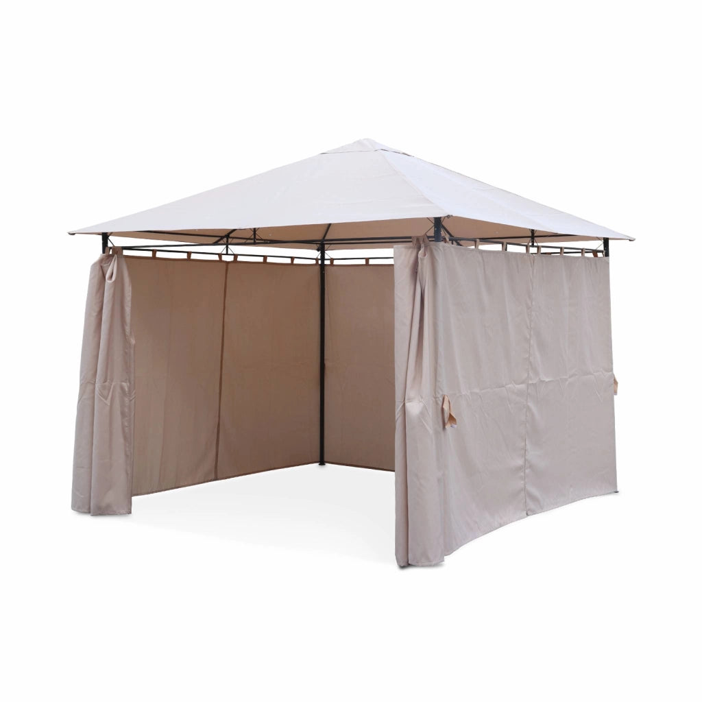 Gazebo da giardino 3x3m struttura in alluminio con tende scorrevoli,