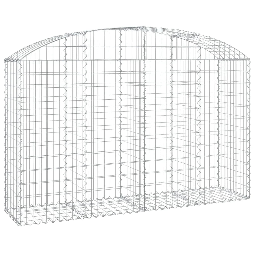Cesto gabbione recinzione a gabbia muro di contenimento ad arco 200 x 50 x 120/140 cm ferro zincato argento 02_0040023