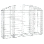 Cesto gabbione recinzione a gabbia muro di contenimento ad arco 200 x 50 x 120/140 cm ferro zincato argento 02_0040023