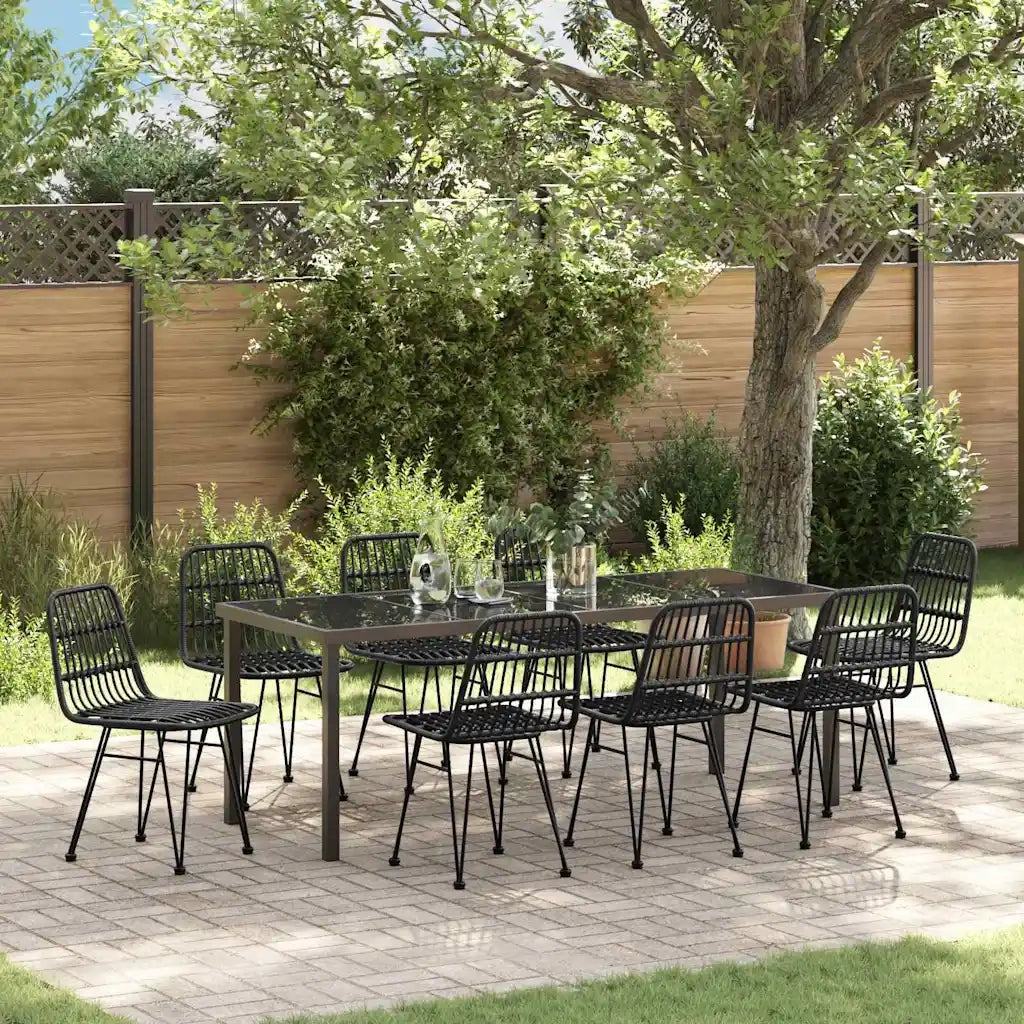Set da Pranzo per Giardino 9 pcs Nero 3379204